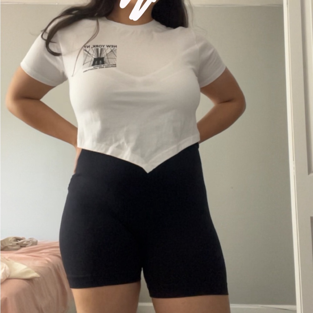 New York white crop top size Large